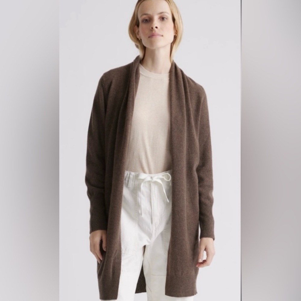Quince brown cashmere duster sweater Large